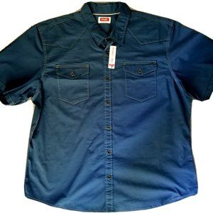 Wrangler Short Sleeve Button Up Blue Shirt Men's 2xl Free To stretch,  Western